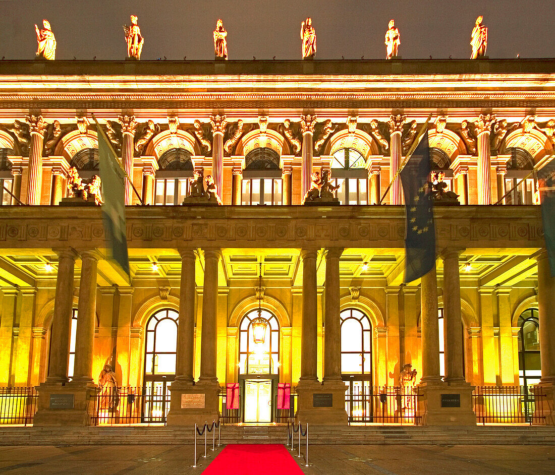 Germany, Frankfurt, stock exchange, entrance  twilight