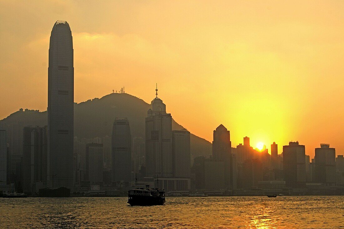 Sunset over Hon Kong Island, Skyline, Hong Kong, China