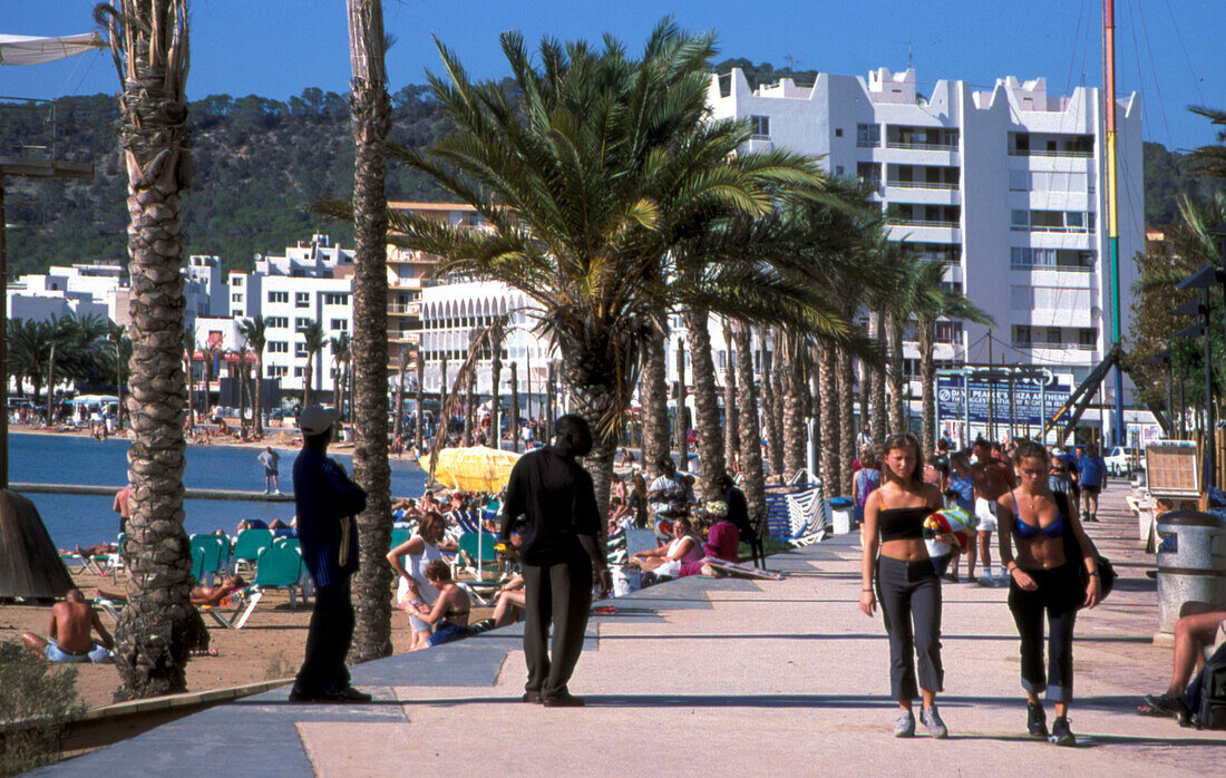 spain Ibiza San Antonio beach promena people