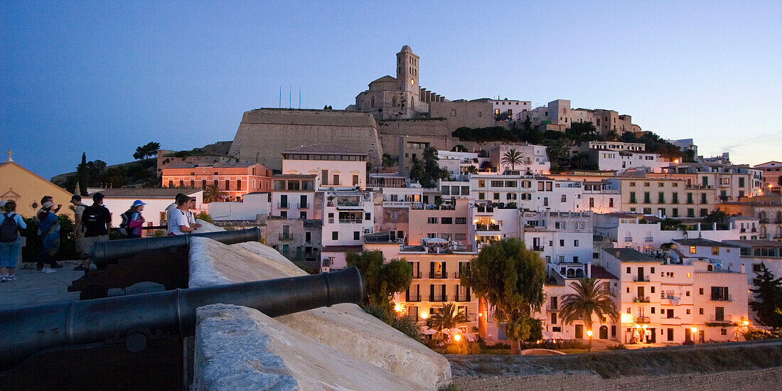 Spain, Baleares island, Ibiza, Dalt vila, sunset
