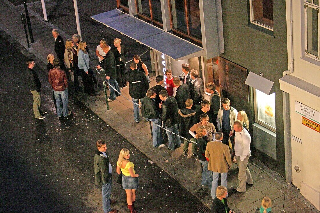 Iceland, Reykjavik, nightlife, Club Vegamot, people queeing