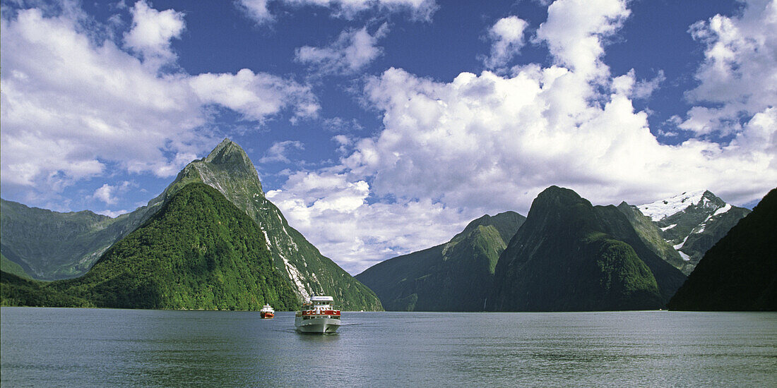 New Zealand Milford  Sounds , Mitre peak Fjord Panorama