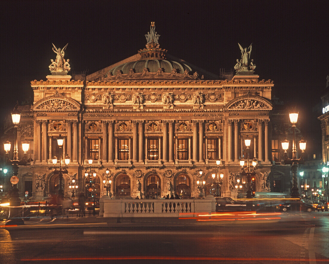 France, Paris, opera garnier at night, panorama