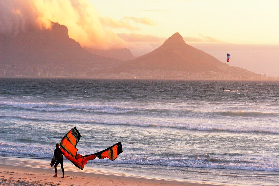 Kite surfer, Blouberg beach, Capetown, South Africa