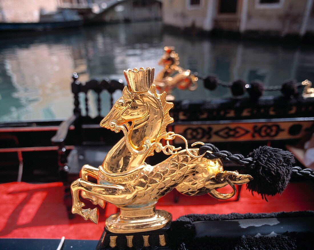 Golden horse on Gondola, Venice, Italy