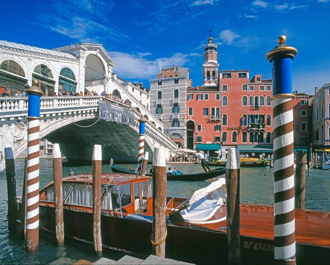 Italien, Vendig, Canale Grande, Rialto Brücke, Gondeln