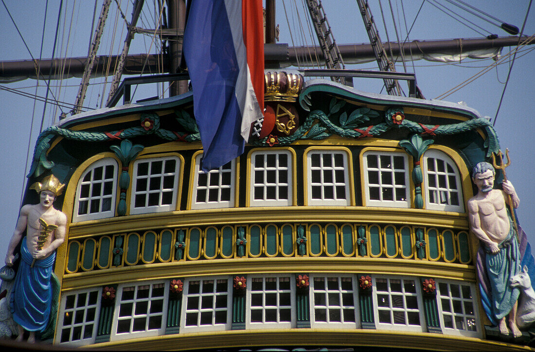 Nederlands Scheepvaartmuseum,  with historic sailing Ship Amsterdam, Amsterdam, Holland, Netherlands