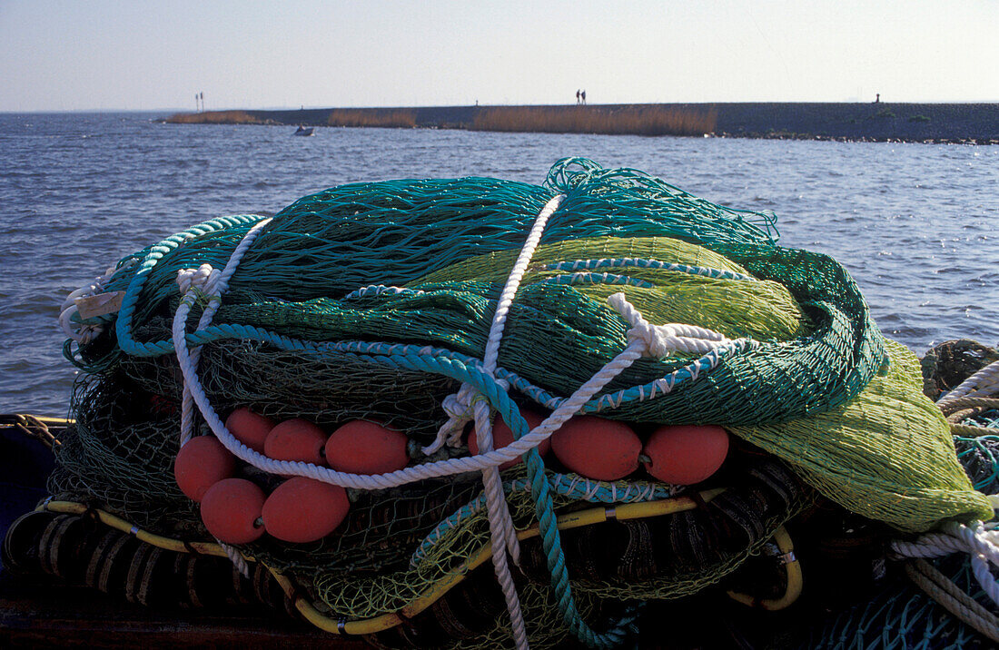 Fishing nets, Urk harbour, Netherlands, Europe