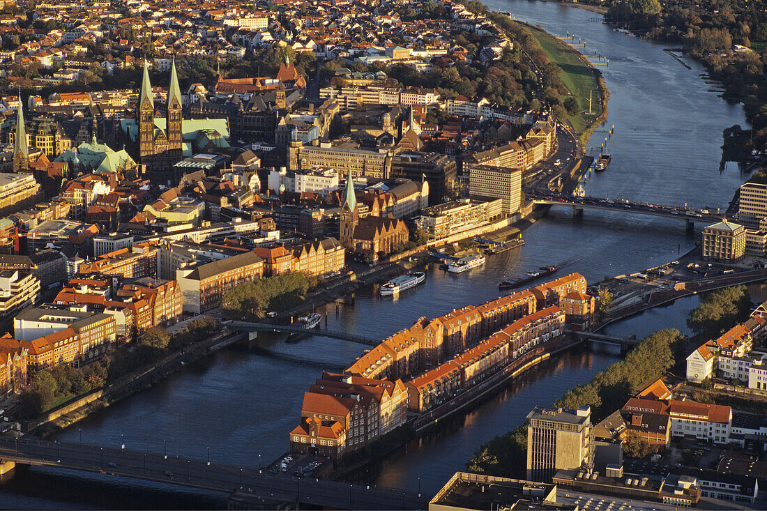 aerial photo, city of Bremen in northern Germany