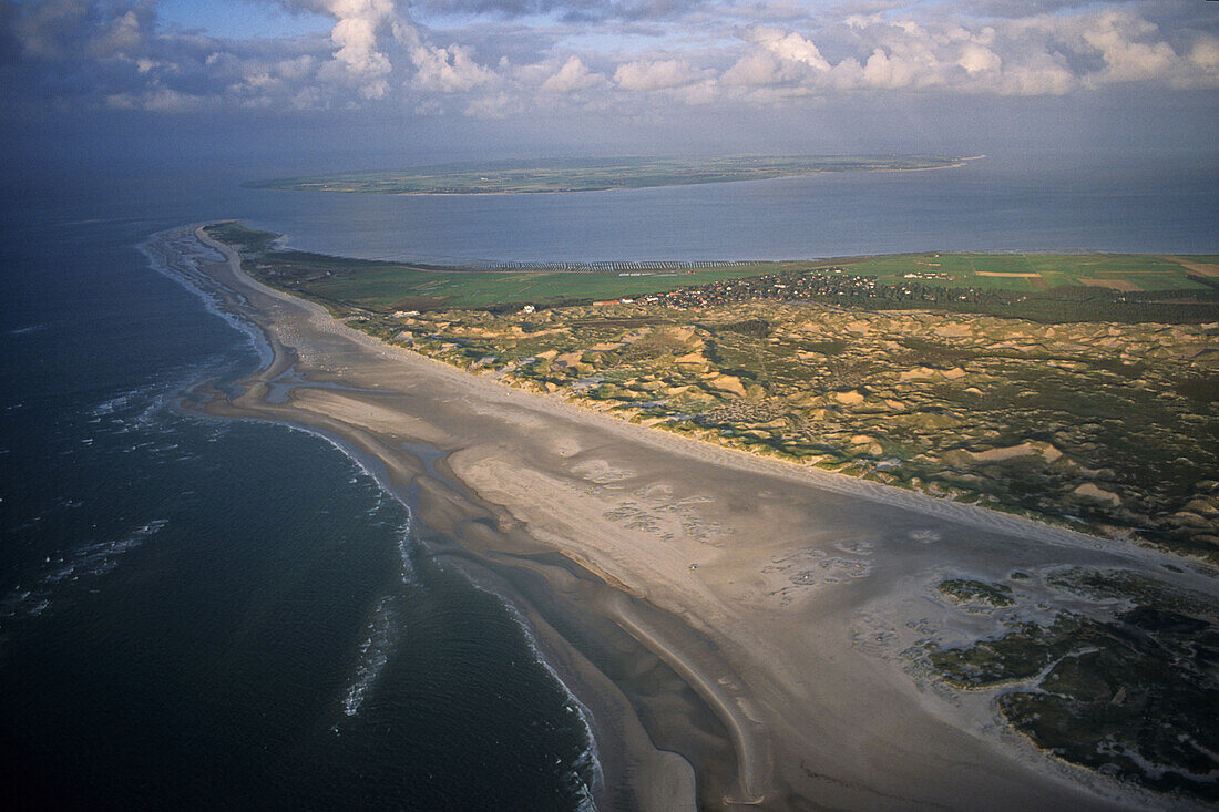 aerial photo of Amrum, one of the North Fresian Islands on the German coast of the North Sea in the Federal State of Schleswig Holstein, Germany