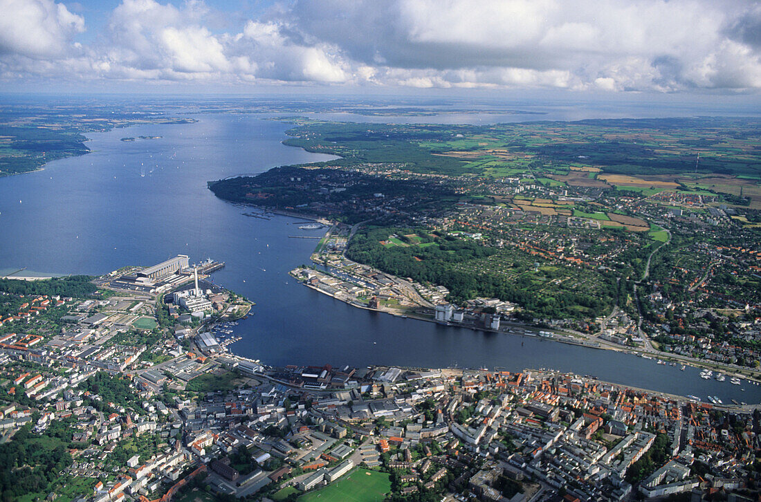 aerial photo of Flensburg fiord, harbour, Schleswig Holstein, Baltic Sea, northern Germany