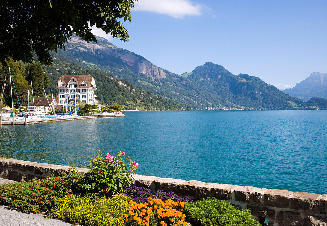 Hotel Central am See at lakeshore of Lake Lucerne, Weggis, Canton of Lucerne, Switzerland