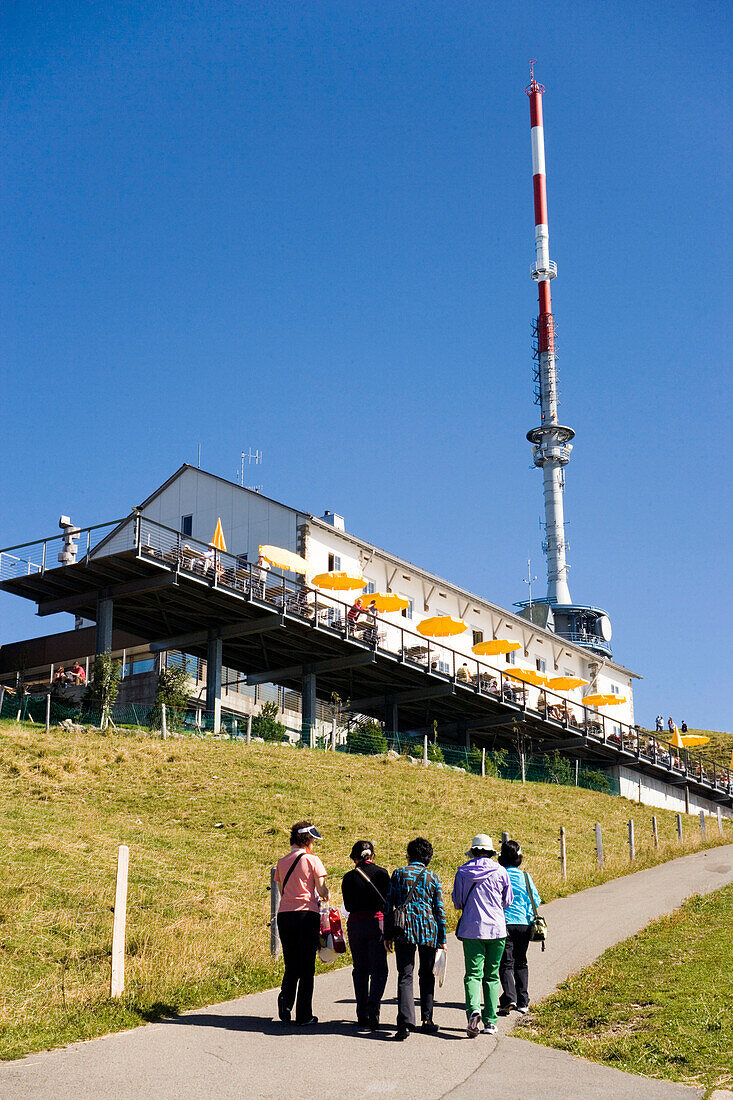 Hotel Restaurant Rigi Kulm and communication tower on Rigi Kulm (1797 m), Canton of Schwyz, Switzerland