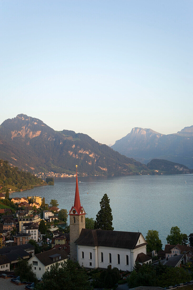 Parish church St. Maria, Weggis and Lake Lucerne, Canton Lucerne, Switzerland