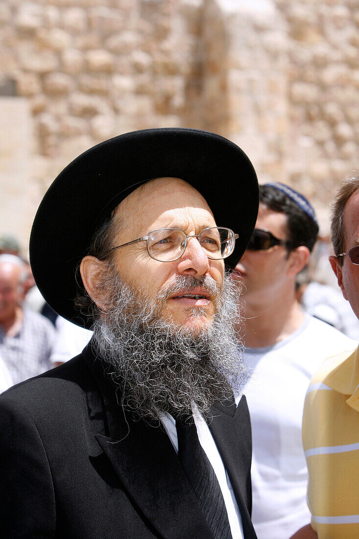 Close up of an Orthodox Jew at the Wailing Wall, Jerusalem, Israel