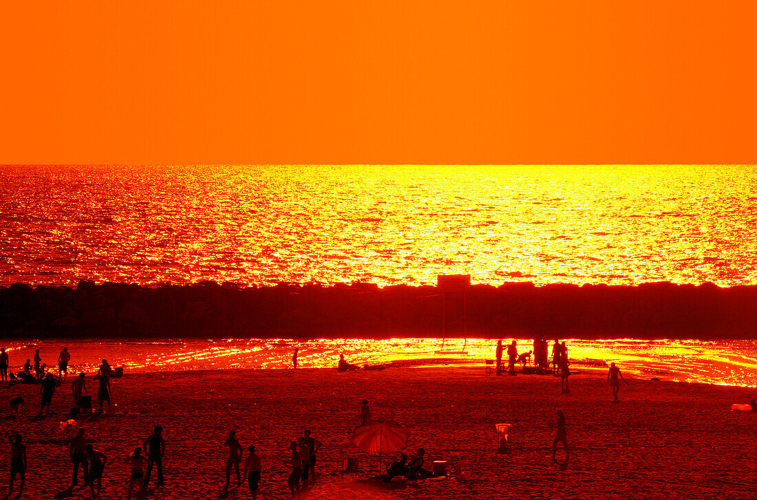 The beach at sunset in Herzliya, Israel