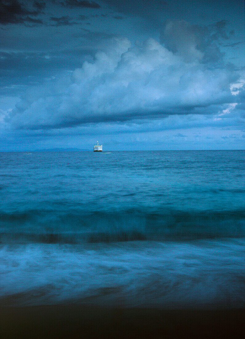 Ferry on stormy sea, Indonesia, Asia