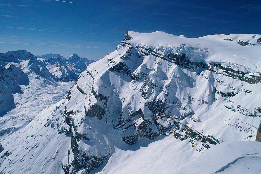 Skigebiet Gstaad, Blick zum Mont Blanc, Berner Oberland, Schweiz