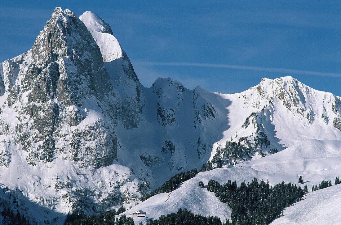 Ski Resort Gstaad, Gummfluh, Bernese Oberland, Switzerland