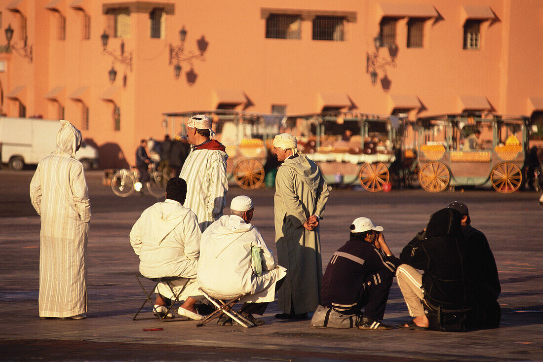 Djama El-Fna Markt am marktplatz, Marrakesh, Marokko, Afrika