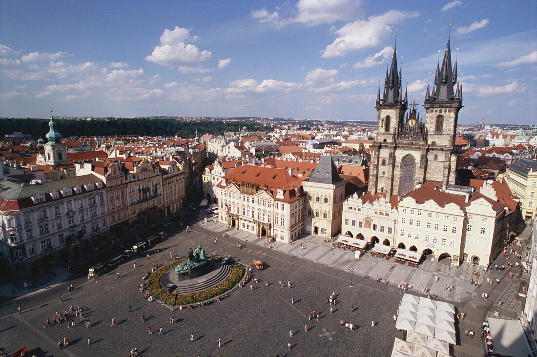 View over the old market square, historic square in the Old Town, Prague, Czech Republic