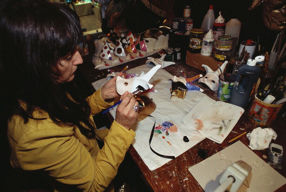 Handcrafting carnival masks, Venice, Italy