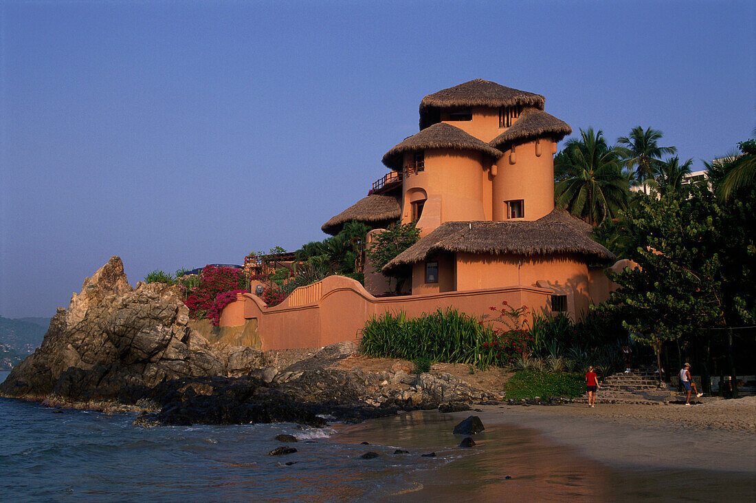 Hotel and beach, Playa la Ropa and La Casa que canta Zihuatanejo, Mexico, America