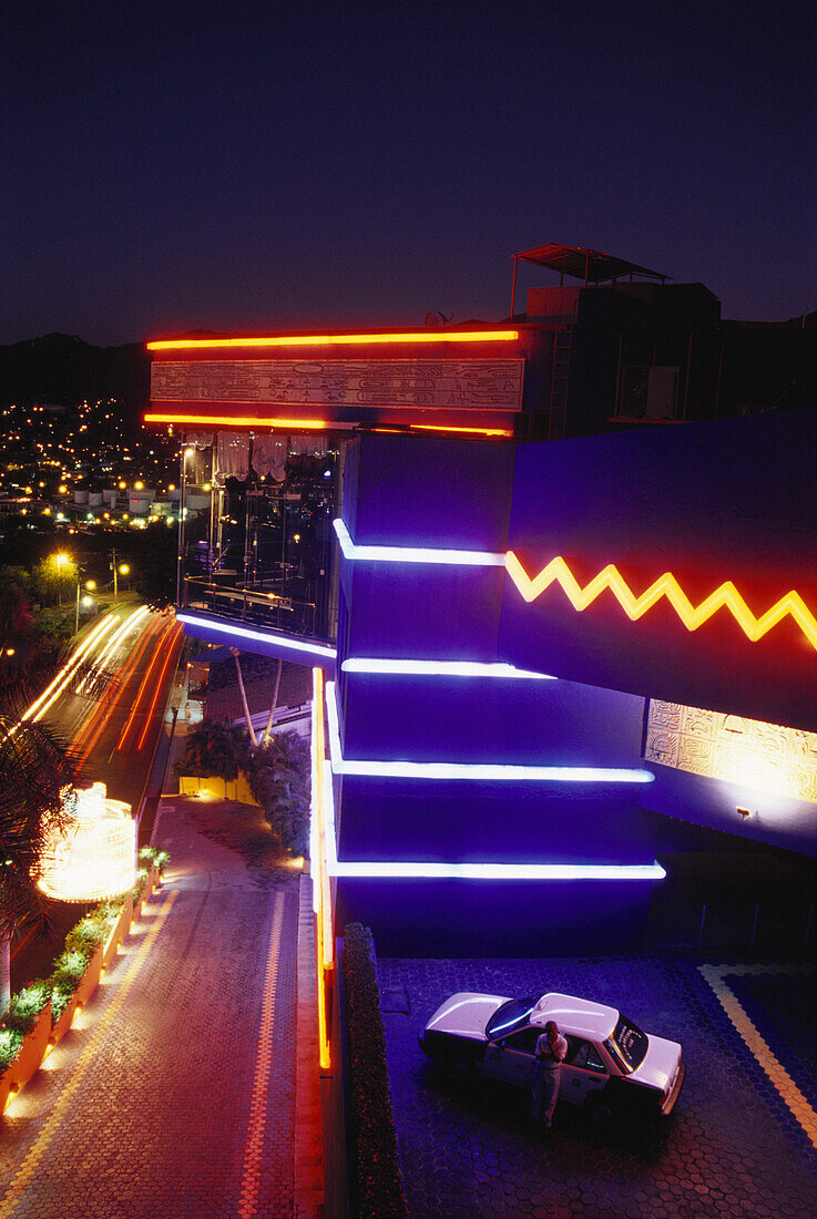 Discotheque Palladium at night, Acapulco, Mexico, America