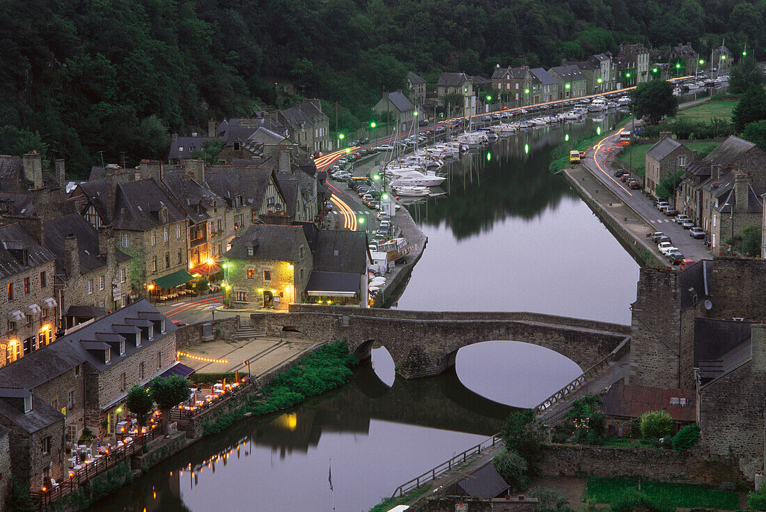 Harbour with gothic bridge, Dinan, Brittany, France