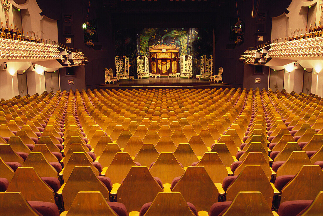 Rows of seats and stage in a theater, Deutsches Theater, Munich, Bavaria, Germany