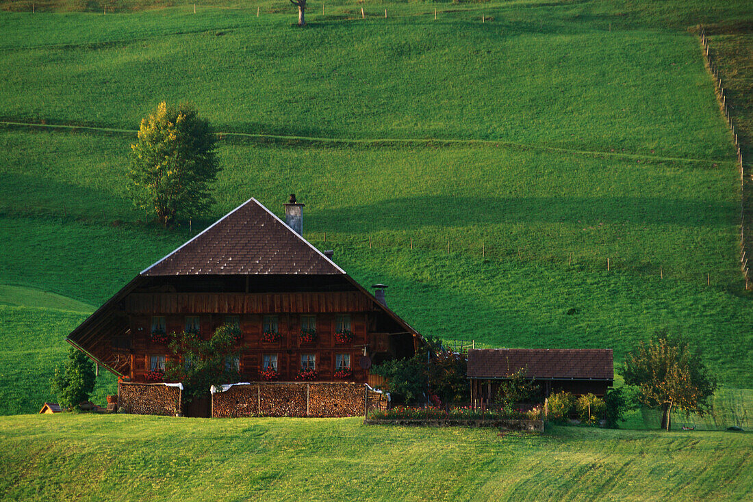 Typical Emmental house and landscape, Emmental, Berne, Switzerland