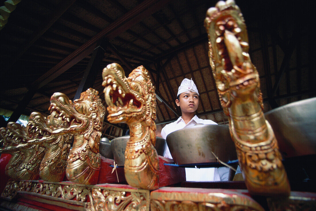 Garnelenorchester, Tempelfest, Ubud, Bali, Indonesien, Asien