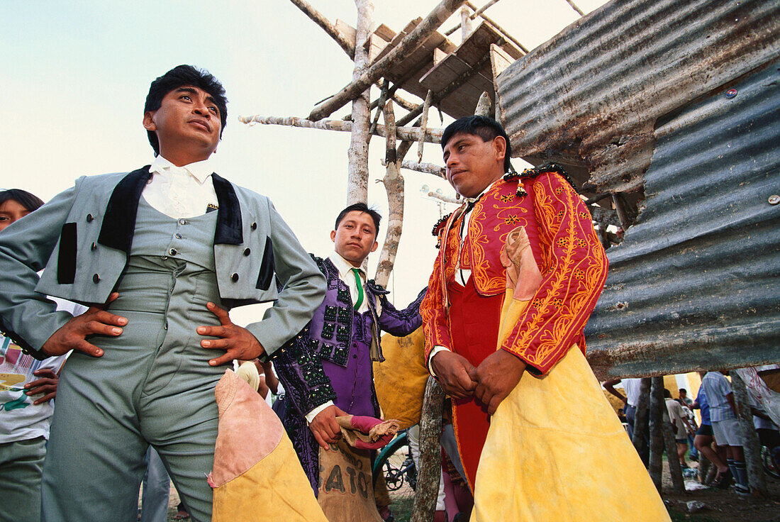 Four men, Torero at the Corrida, Village Festival, Hunucma, Yucatan, Mexico