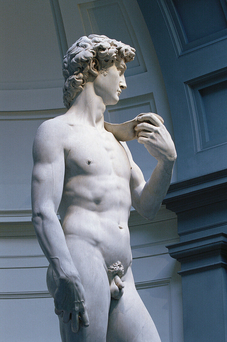 David, original marble sculpture by Michelangelo, Galleria dell'Academia, Florence, Tuscany, Italy