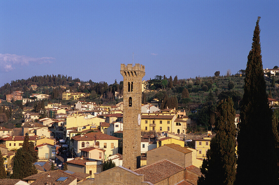 Fiesole with Campanile of the Cthedral, Tuscany, Italy
