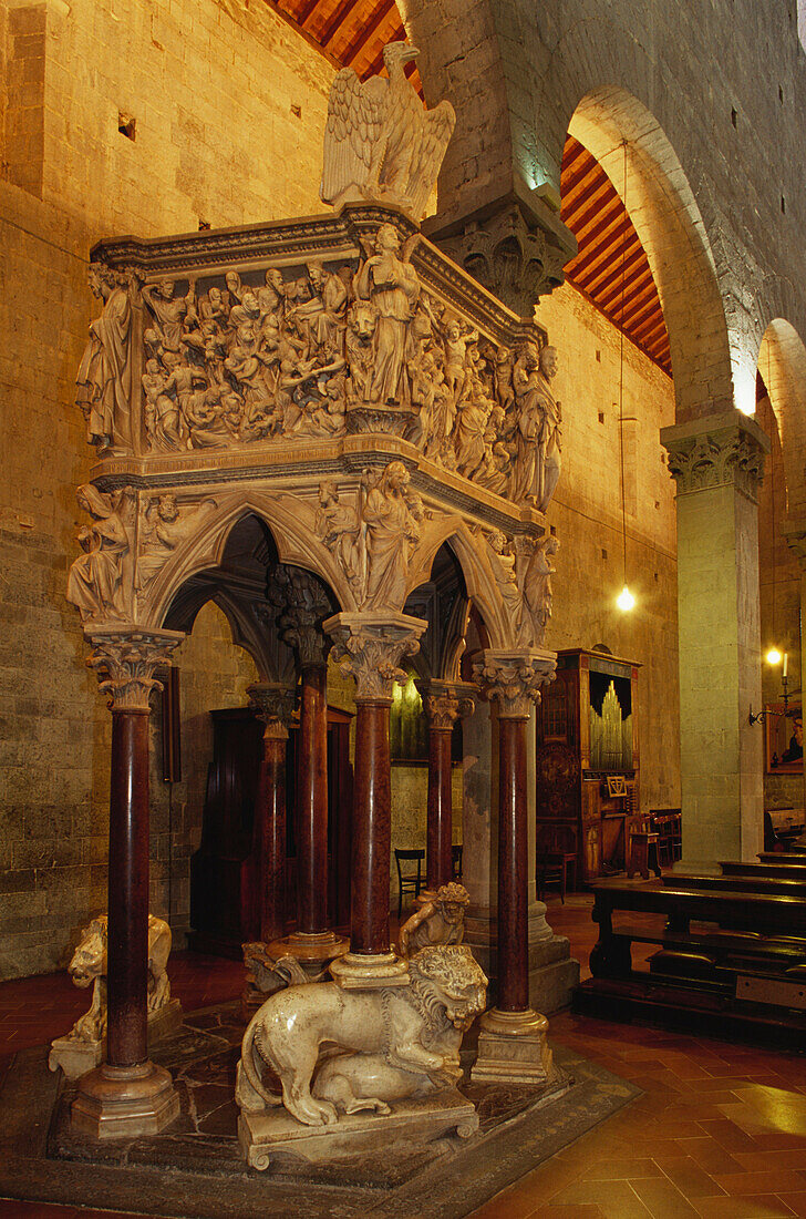 Kanzel von Gran Pisano, Sant'Andrea, Pistoia, Toskana, Italien