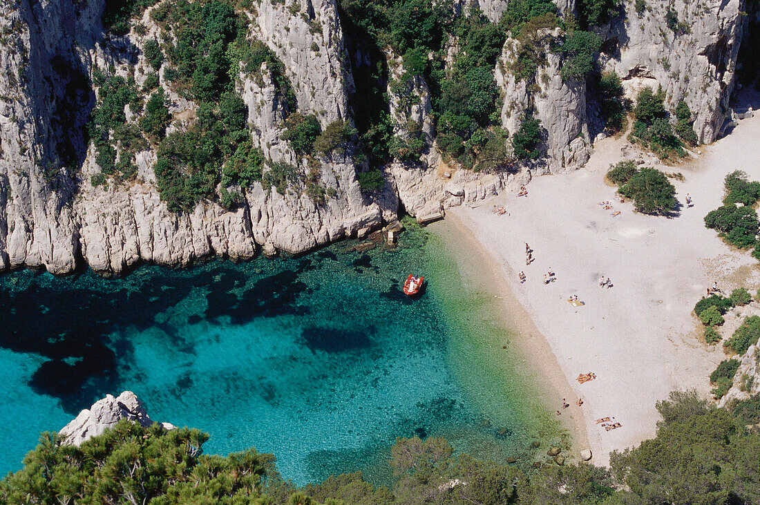 Coastal landscape and beach, Calanque D'En-Vau, Cote D'Azur, Provence, France