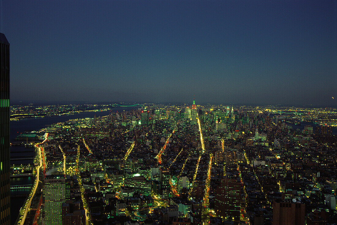 Blick vom Helikopter über Manhattan, New York City, USA