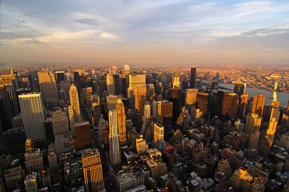 New York Skyline at night, Uptown, taken from Empire State Building, New York City, New York, USA