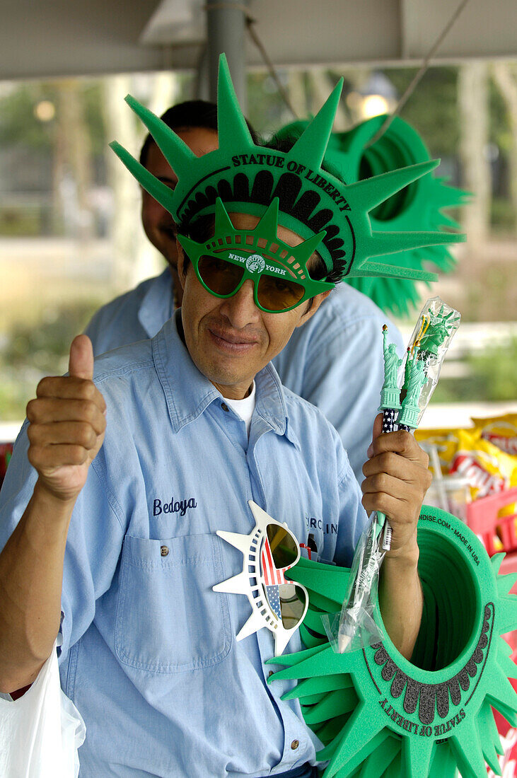 Man selling souvenirs, New York City, New York, USA