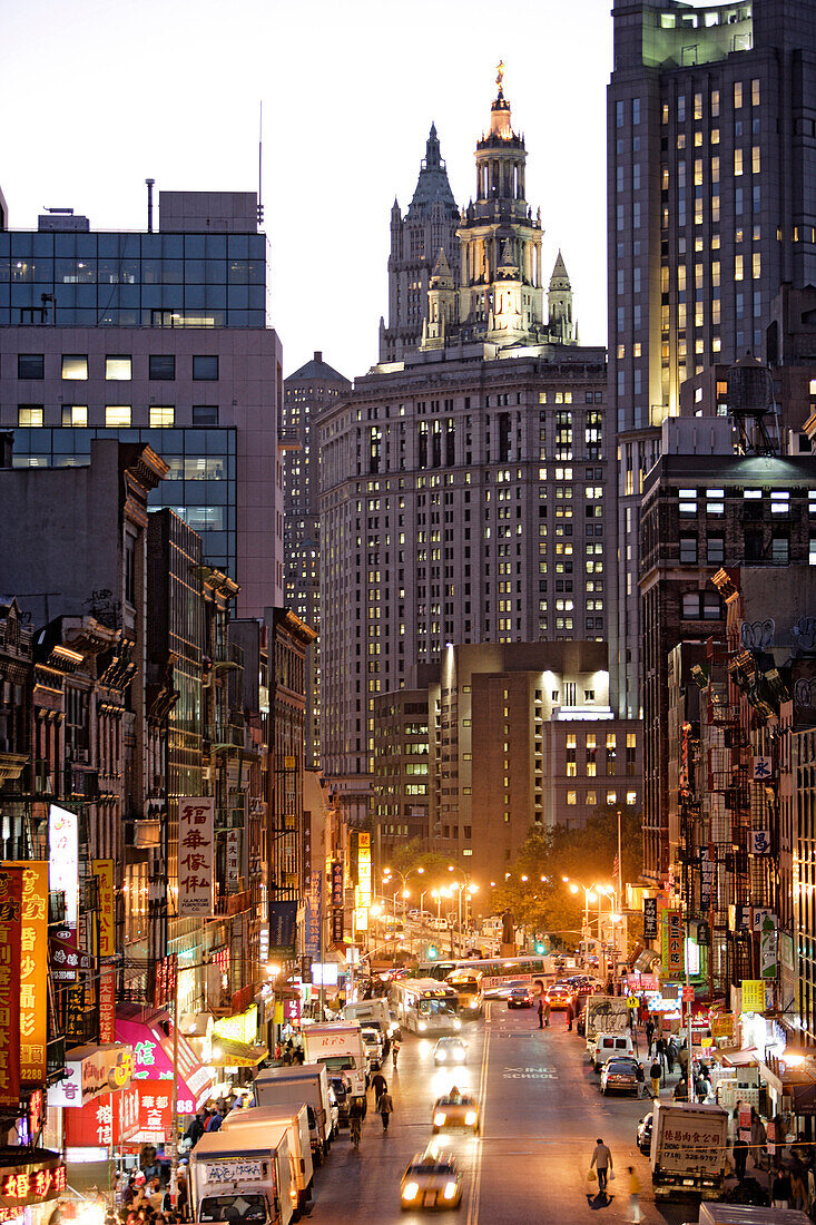 Chinatown und Woolworth Tower in Manhattan