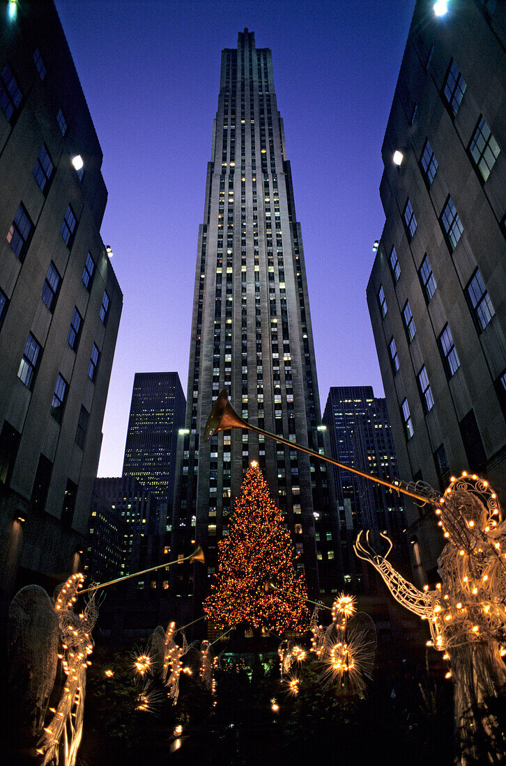 Weihnachtsdekoration am Rockefeller Center, 5th Avenue, Manhattan