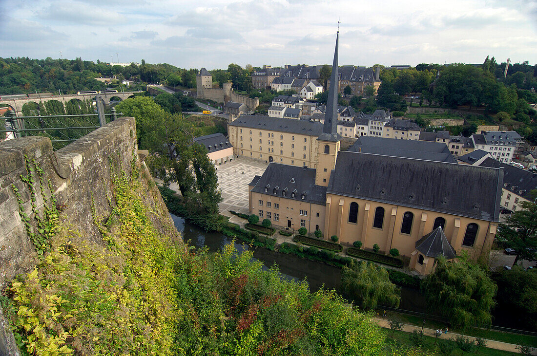 High Angle View at the church Neumuenster Abbey, Luxemburg