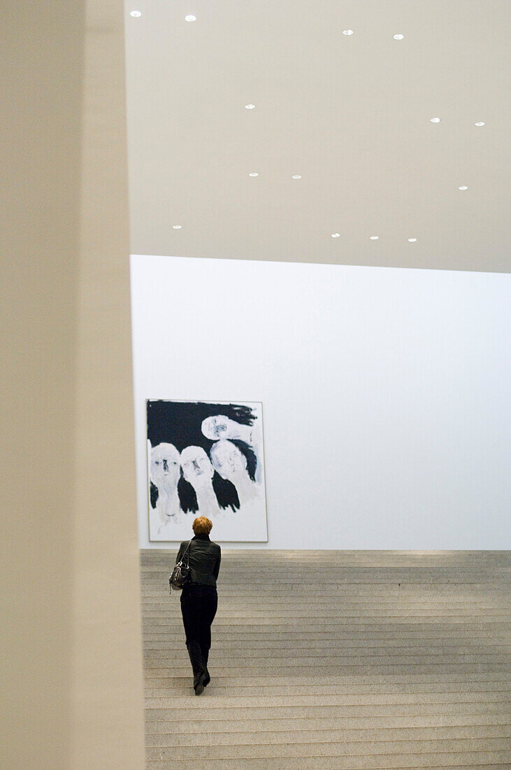 Woman in the Pinakothek der Moderne, Munich, Bavaria, Germany