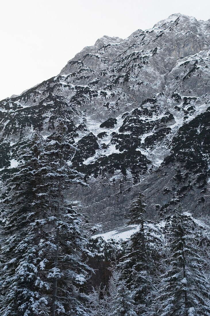 Snow covered Karwendel Mountains, Hinterriss, Tyrol, Austria