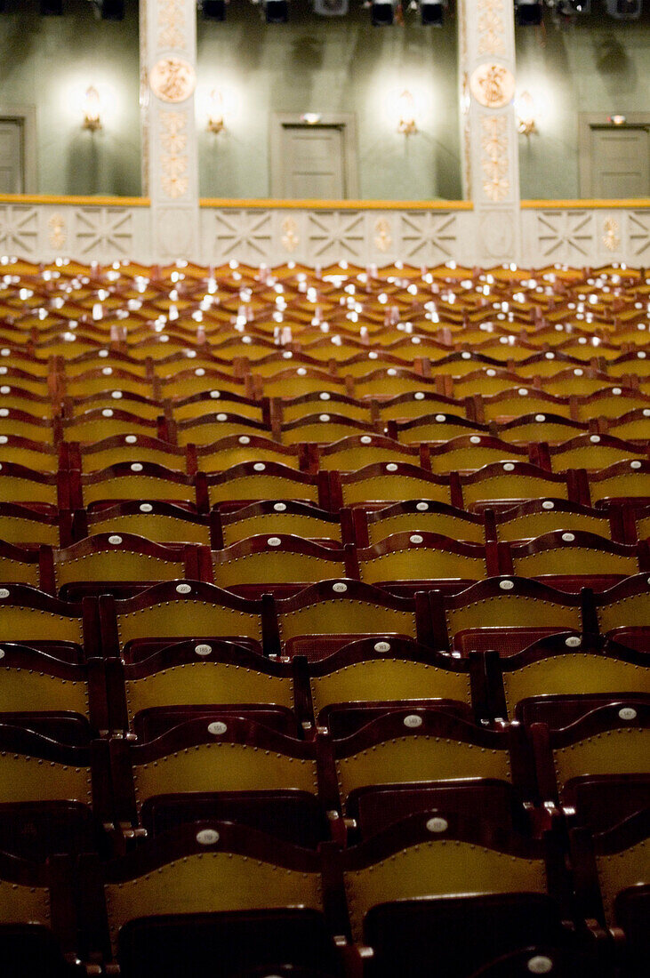 Empty theater seats, Prinzregententheater, Munich, Bavaria, Germany
