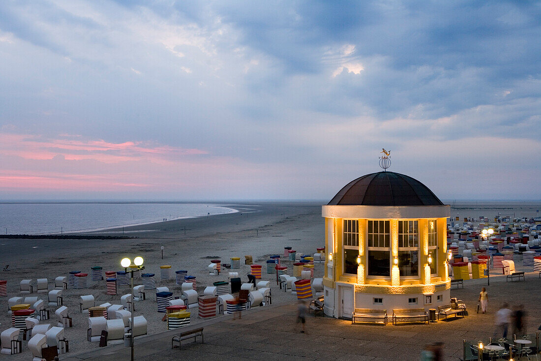 Pavilion at beach, Borkum, East Frisian Islands, Lower Saxony, Germany