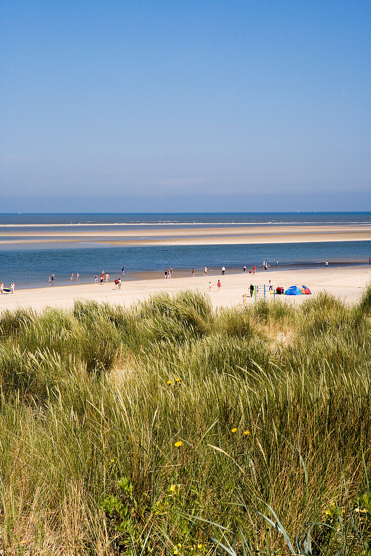 View over sandy beach, Langeoog Island, East Frisian Islands, Lower Saxony, Germany