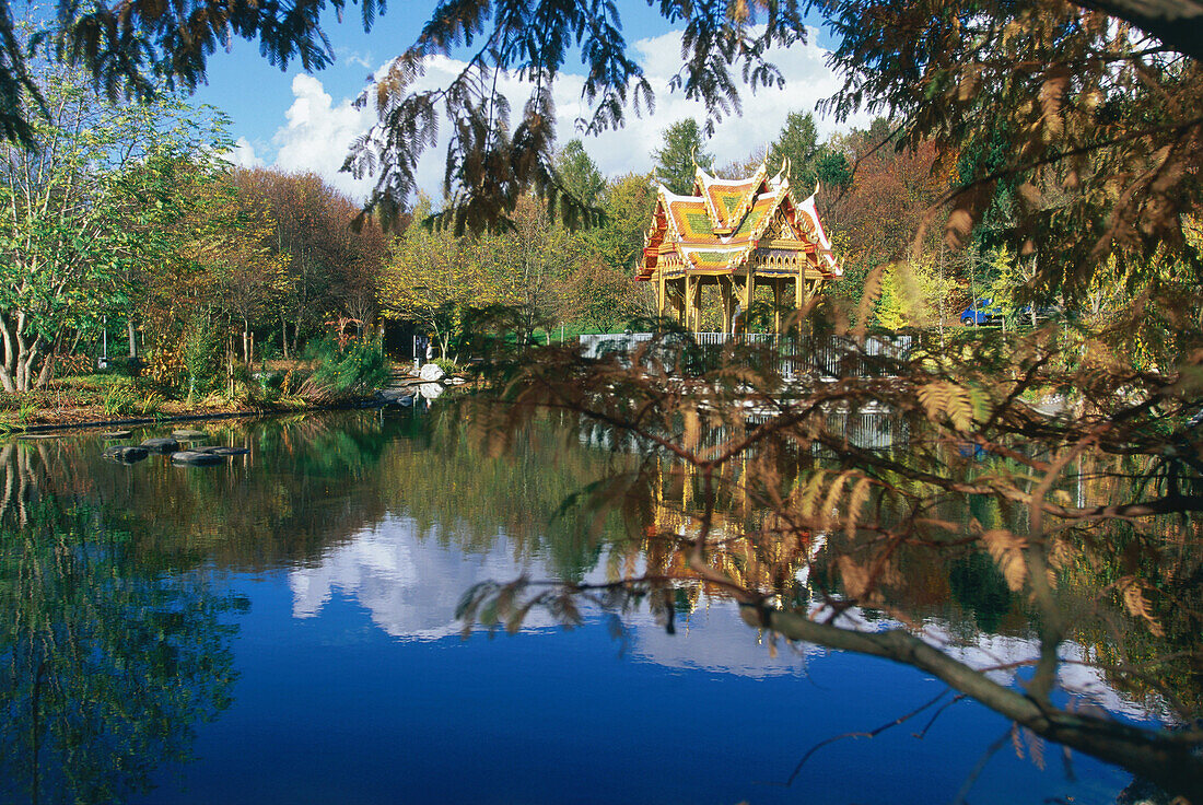 Thai sala at lake, Westpark, Munich, Bavaria, Germany