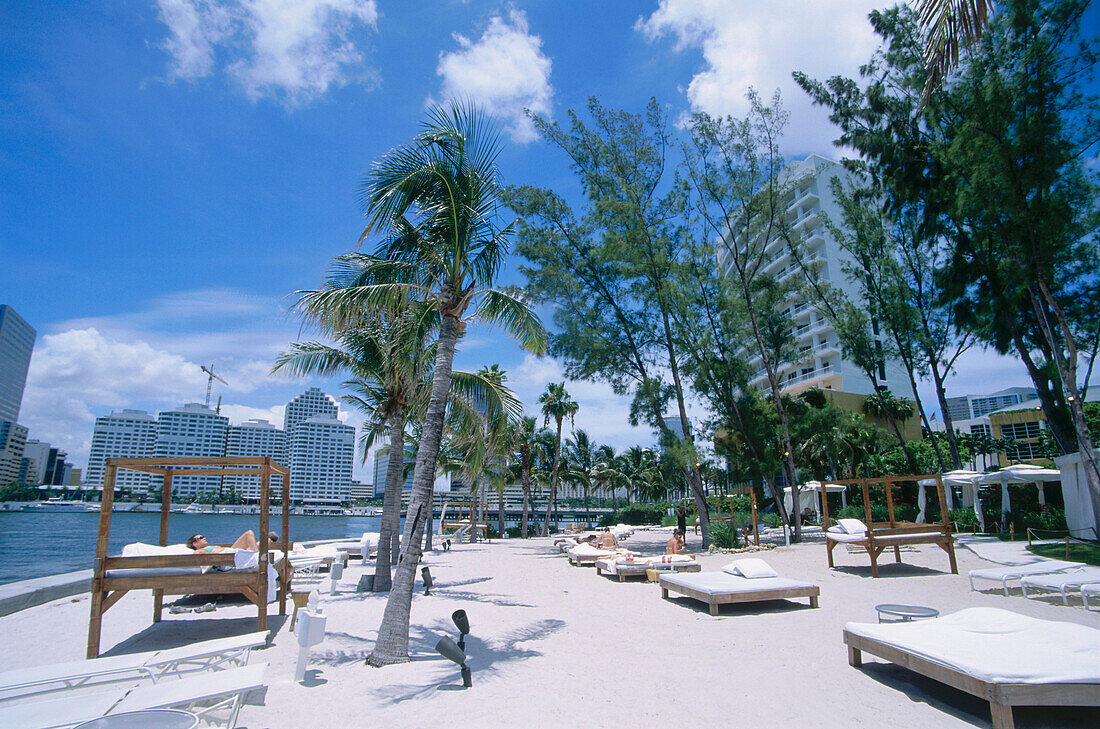 Private Beach, Hotel Mandarin Oriental Miami, Downtown, Miami, Florida, USA